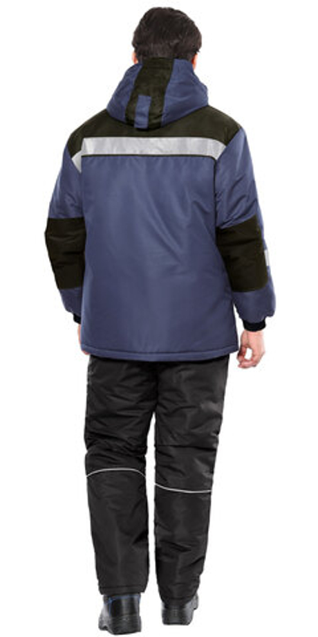 Куртка зимняя "Комфорт" удлиненная т.синяя с черным и СОП 50 мм, тк. Таслан (ЧЗ)