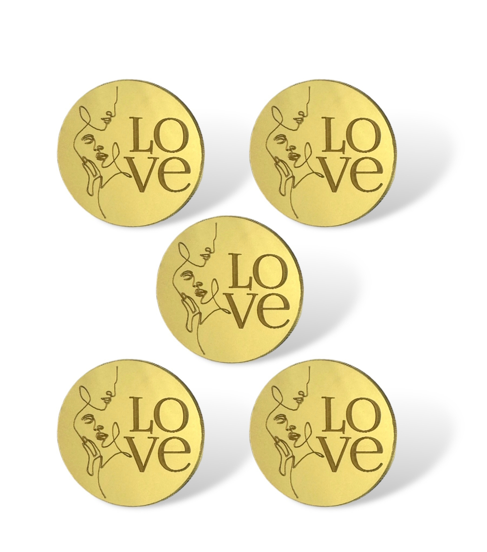 Топпер Бирка круглая "LOVE"   (4см) 5шт акрил