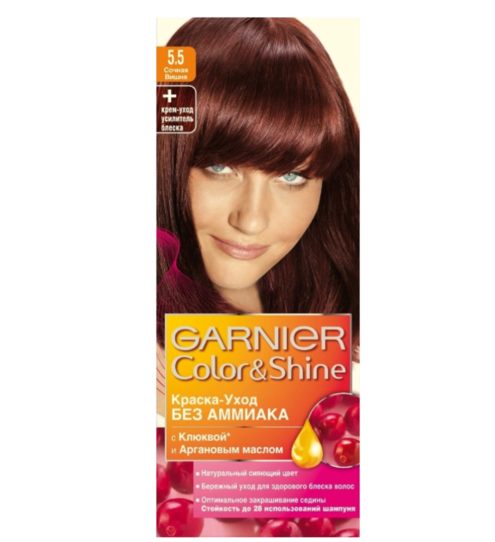 Garnier Краска для волос Color Shine, тон №5.5, Сочная вишня, 60/60 мл