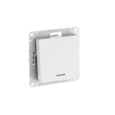 ATLASDESIGN 1-клавишный ВЫКЛЮЧАТЕЛЬ с подсветкой, сх.1а, 10АХ, мех., быстрозажим. клем., БЕЛЫЙ