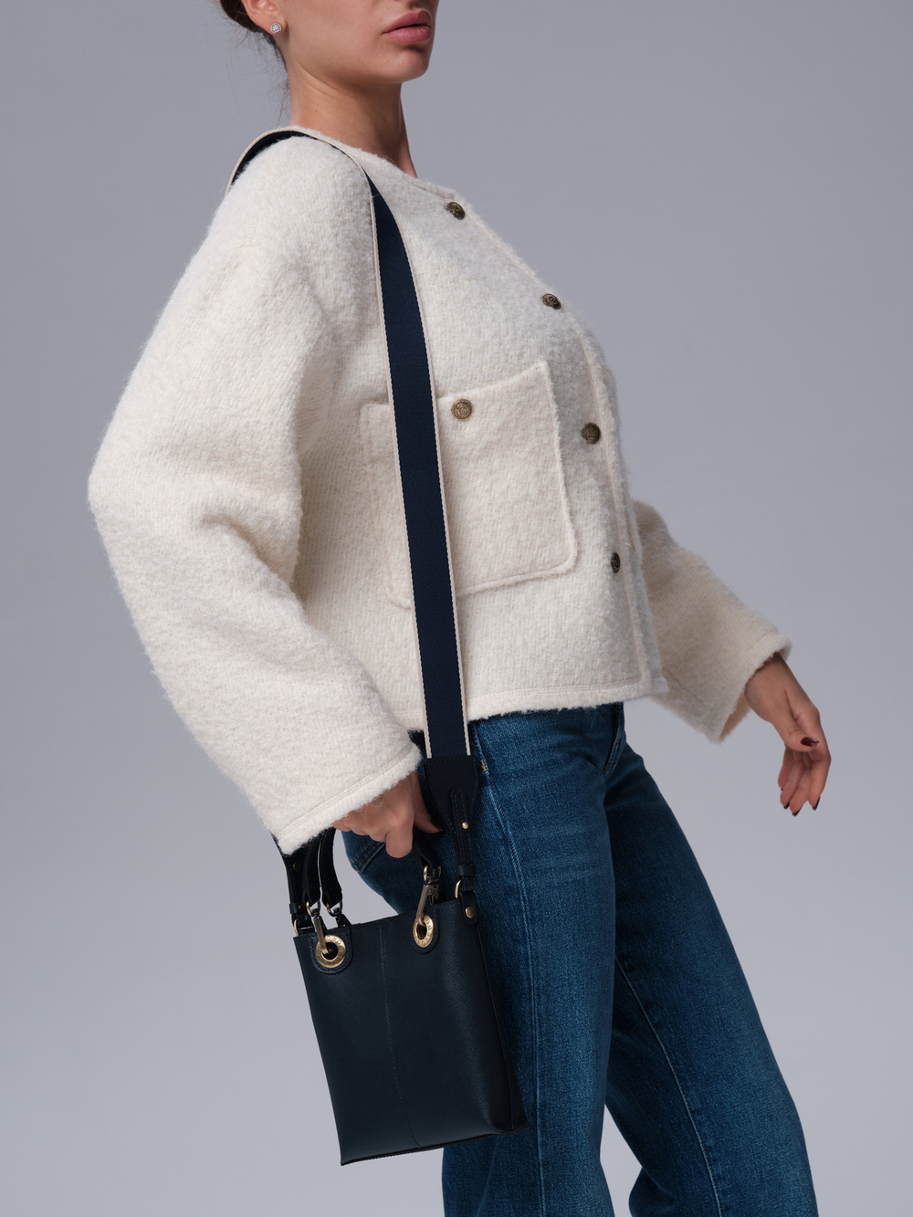 Сумка кожаная кросс-боди Deboro 30347 синий/сафьяно