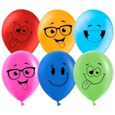 Шар (12"/30 см) Смайл, Ассорти, пастель, 2 ст 25 шт.