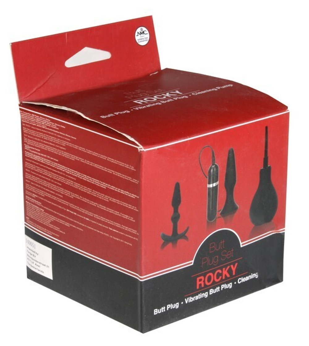 Анальный набор с клизмой Butt Plug Set 10 режимов (черный) (Цвет: черный)