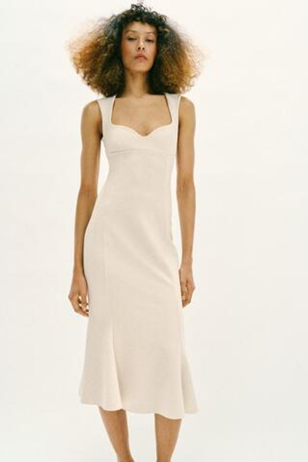 ZARA ПЛАТЬЕ С ВЫРЕЗОМ СЕРДЕЧКОМ, ЭКРЮ