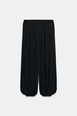 ZARA СВОБОДНЫЕ БРЮКИ-ШАРОВАРЫ, ЧЕРНЫЙ