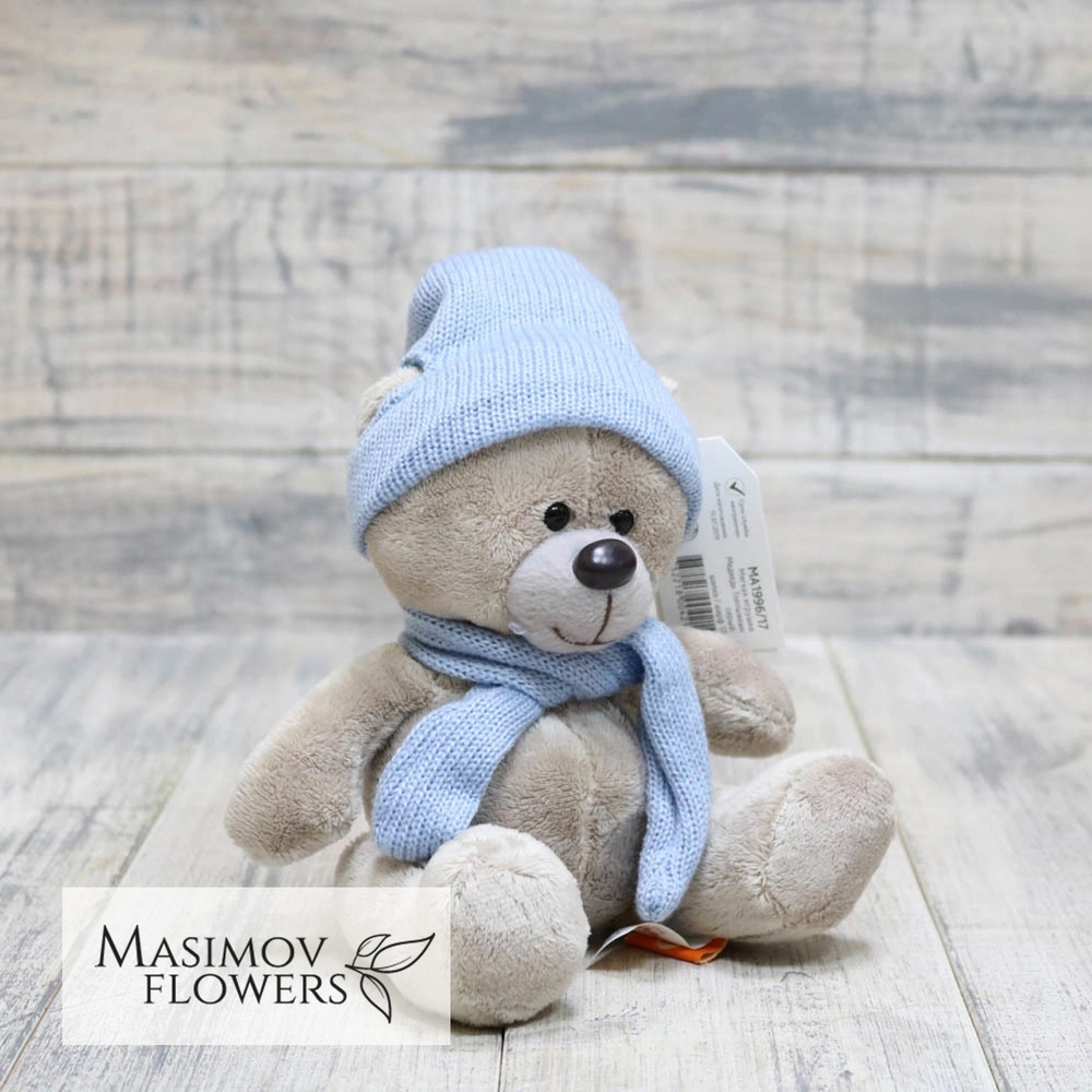 Медведь Топтыжкин серый: шапка и шарф 17 см