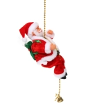 Дед Мороз на канате в красной шубке (работает от 3*АА - в комплект не входят)