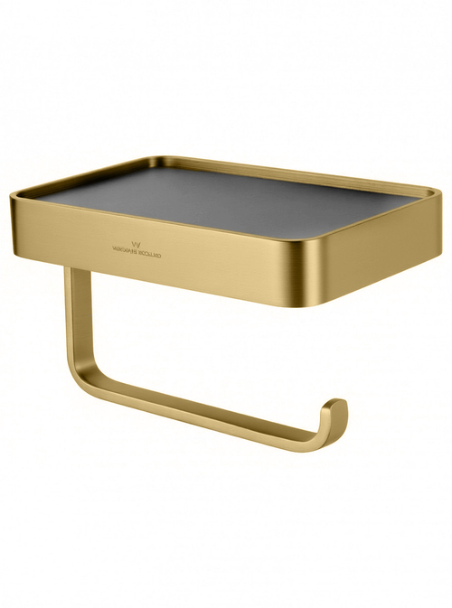 Держатель для туалетной бумаги с полкой WONZON & WOGHAND GRAFFITY, Брашированное золото (WW-9366-BG)