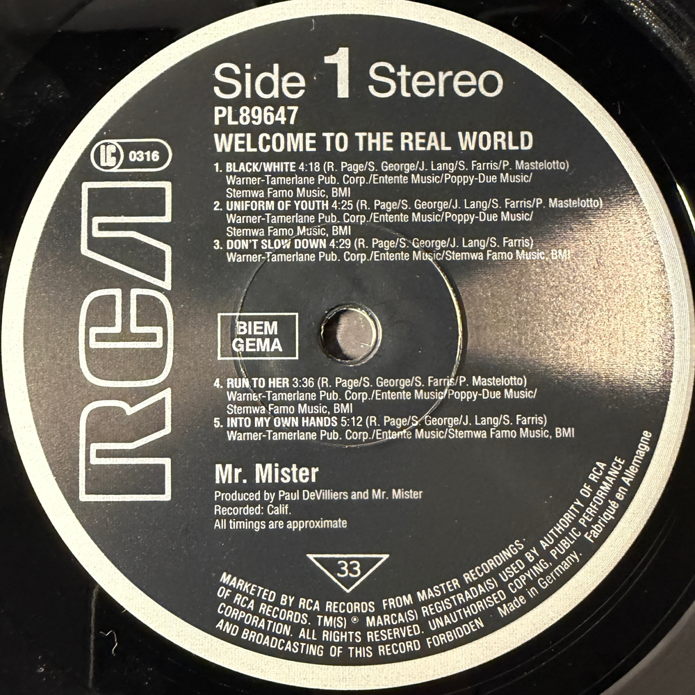 Mr. Mister - Welcome To The Real World (Германия 1985г.)