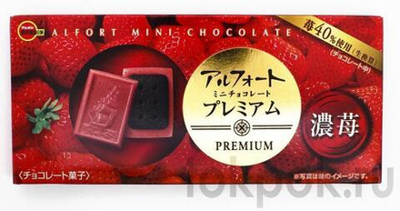 Белый шоколад с добавлением клубники (40%) с печеньем Bourbon Alfort Premium Strawberry, 59 гр