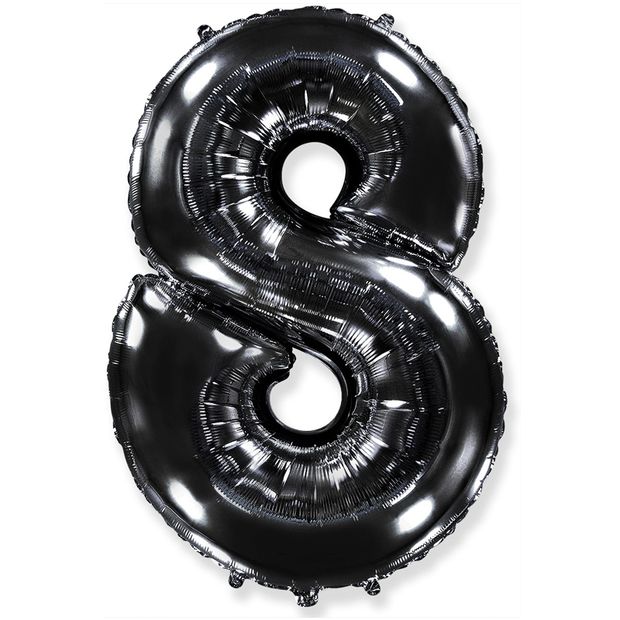 FM Шар 40" / 102 см "Цифра 8" Черный (БГ-60)