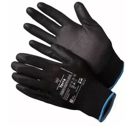 Перчатки нейлоновые черные с полиуретановым покрытием р.8 (M) Terra /GM1001PUblack8
