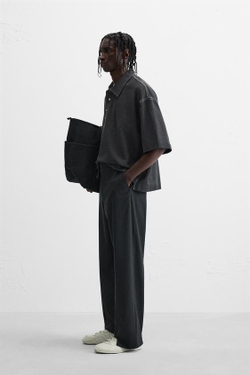 ZARA ПОЛО С КОНТРАСТНОЙ СТРОЧКОЙ, МОРСКОЙ СИНИЙ