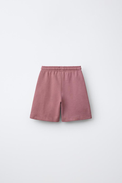 ZARA КОМПЛЕКТ ИЗ ФУТБОЛКИ И ШОРТОВ ИЗ ТКАНИ ИНТЕРЛОК, ЦВЕТ РОЗОВОГО ДЕРЕВА