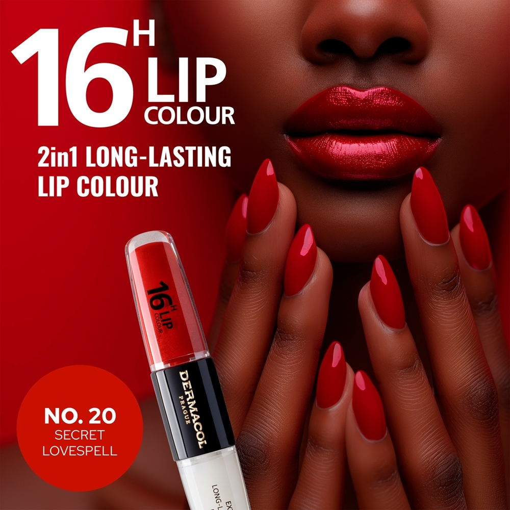 Dermacol 16H Lip Colour - Стойкая помада и блеск для губ, 2× 4 ml