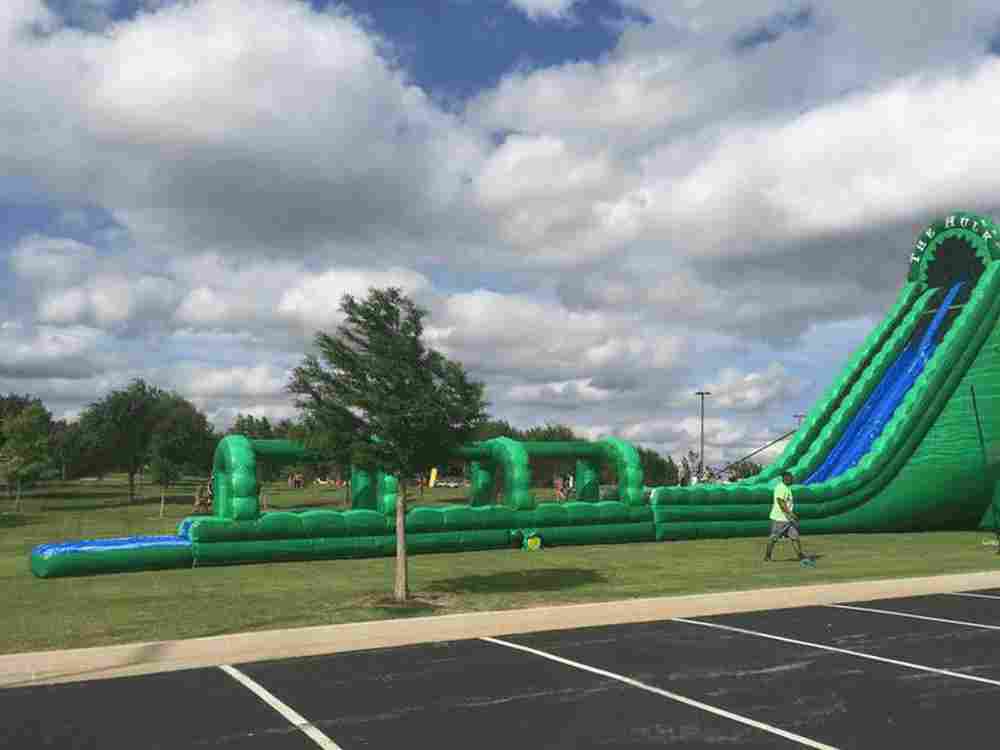 Надувная водная горка с бассейном «В пасти крокодила», 29*6*10 м