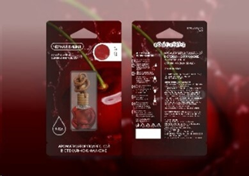 Ароматизатор подвесной  Aroma Glass  линейки  Apple  Черная вишня 9 мл (аромат вишни и цветочных акцентов) (FOUETTE)