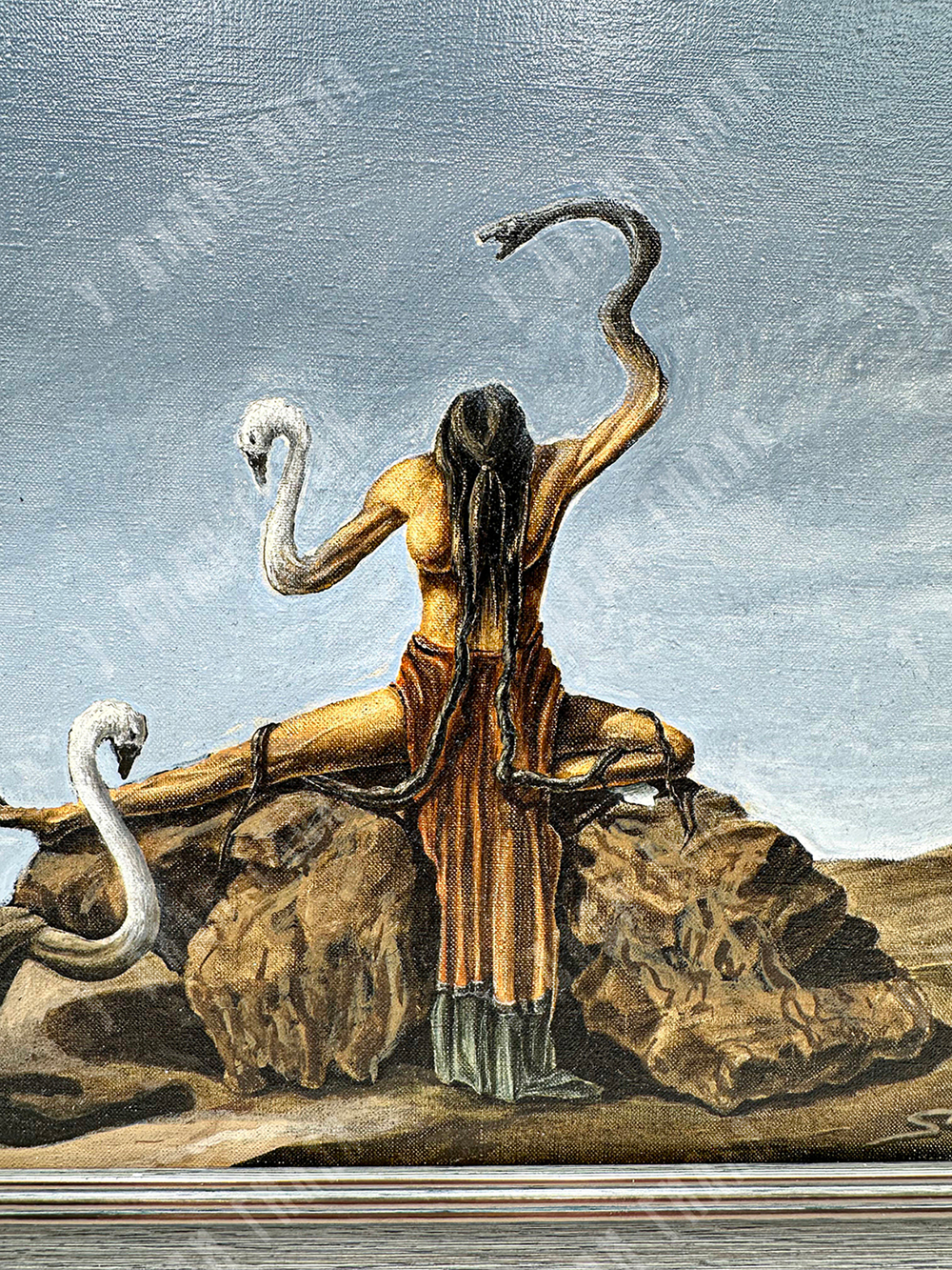 Серебряков М. Н. Участие. Холст, масло. Россия, 1991 г. Оформлено в раму. 30 х 40 см.