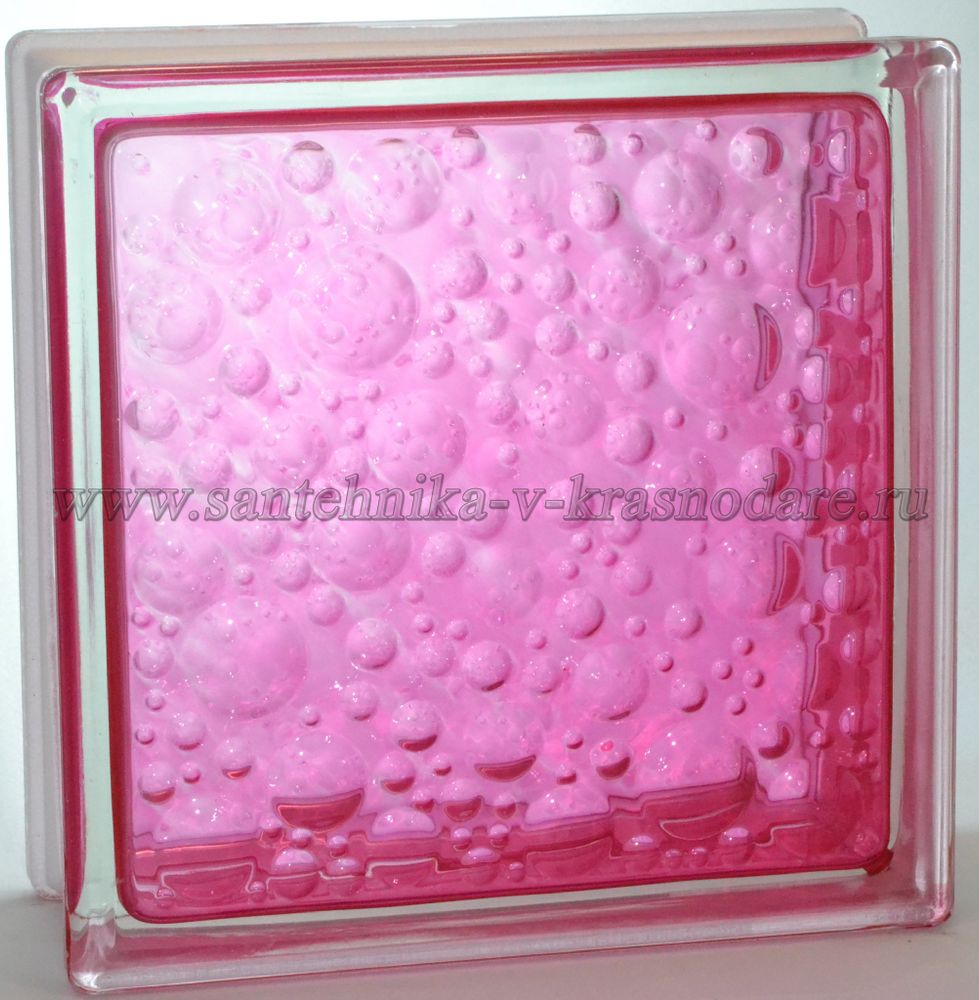 Стеклоблок савона розовый окрашенный изнутри Vitrablok 19x19x8