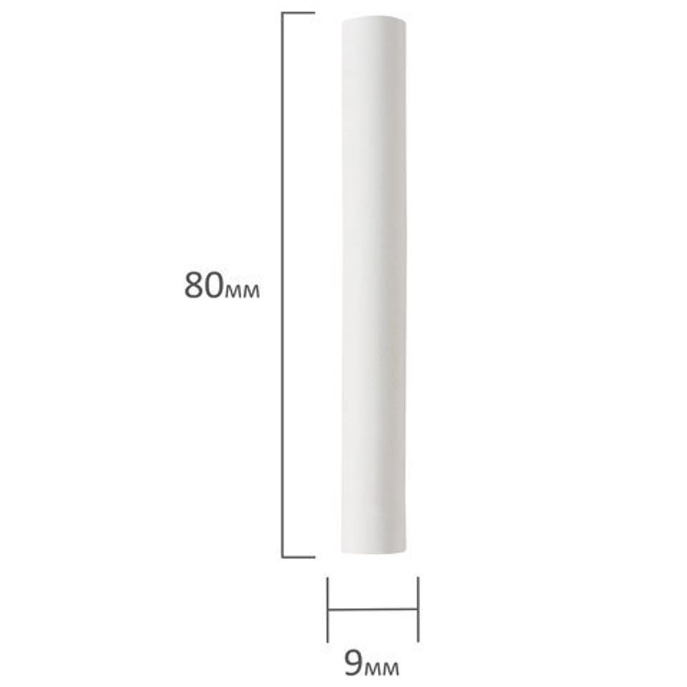 Мел белый BRAUBERG, АНТИПЫЛЬ, набор 100 штук, круглый, 223550