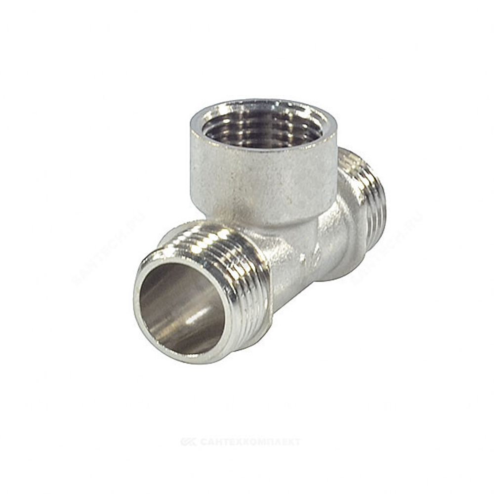 Тройник латунь никель Ду 15 (1/2") НР/ВР/НР SantechSystems