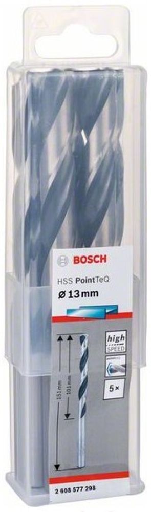 Сверло по металлу BOSCH HSS PointTeQ 13х151 мм набор 5 свёрл