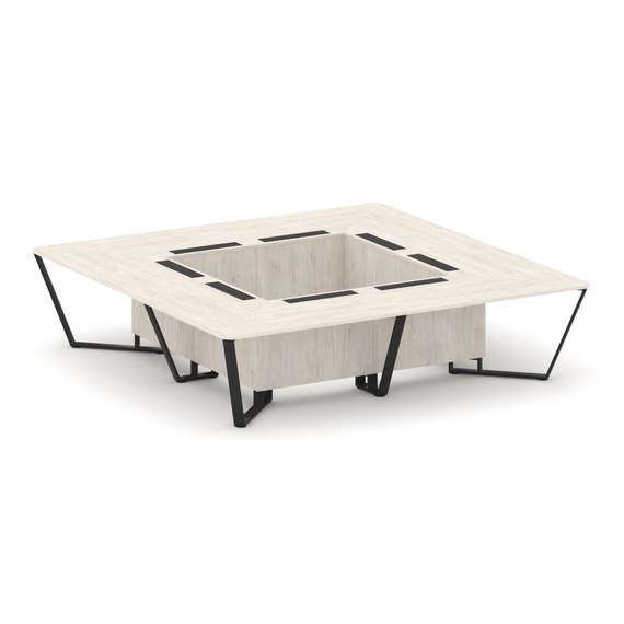 Steel Meet Стол переговорный квадратный KD-PR.B.SP-16K Денвер Светлый/Металл Черный 3200*3200*750