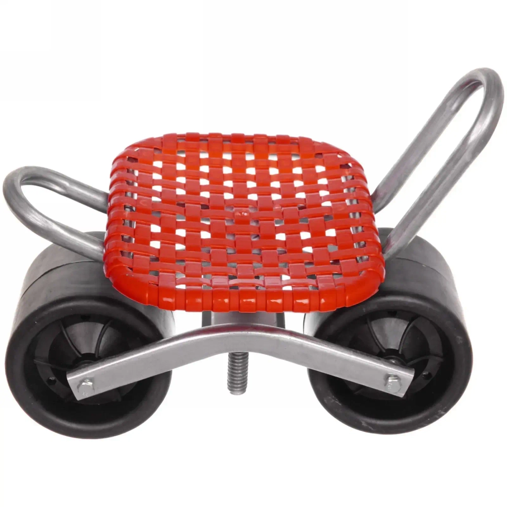 Стул садовый на колесах для прополки и работы в саду 35*47*14см с поворотным механизмом(360°), цвет красный