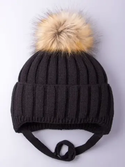 Шапка детская зимняя вязаная с помпоном