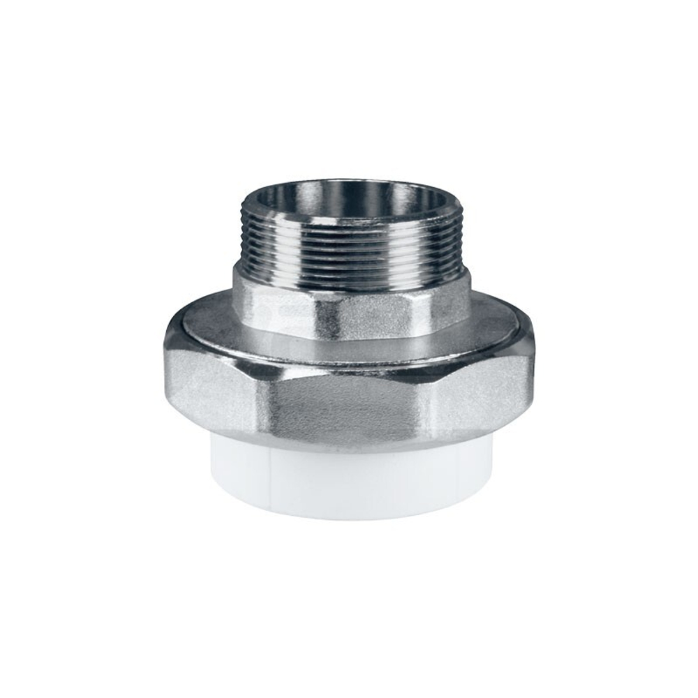 Муфта усиленная комбинированная разъёмная Valfex, DN 25, PN 25, G-3/4'', американка-НР, белая