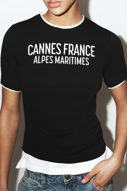 ZARA ФУТБОЛКА С НАДПИСЬЮ И КОНТРАСТНЫМИ ДЕТАЛЯМИ, ЧЕРНЫЙ