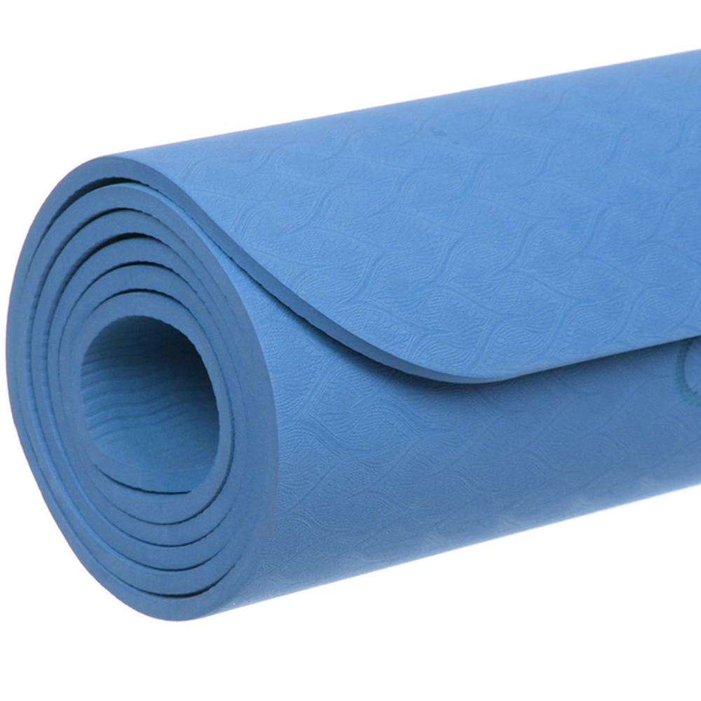 Коврик для йоги 6 мм 183*61 см «Шамбола» с лазерной гравировкой (ТРЕ), синий