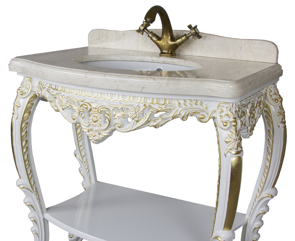 Консоль ISABELLA 80 арт. TS-10108-W/B белый глянец с бронзой