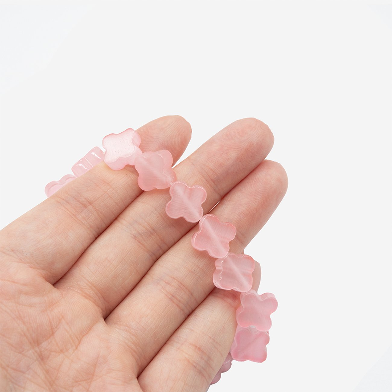 Селенит (имитация), клевер, 11*12мм, ярко-розовый