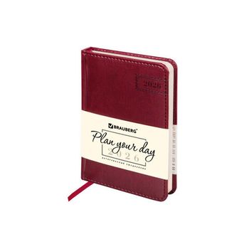 Ежедневник датированный 2026 100х150 мм А6 BRAUBERG "Imperial" под кожу бордо (117254)