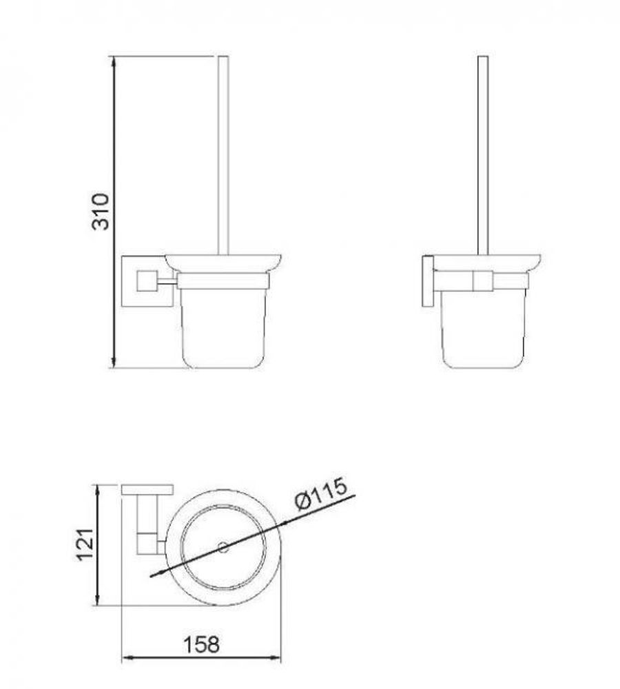 Ёршик туалетный настенный нерж. сталь/стекло BARCELONA 16915.B глянцевый
