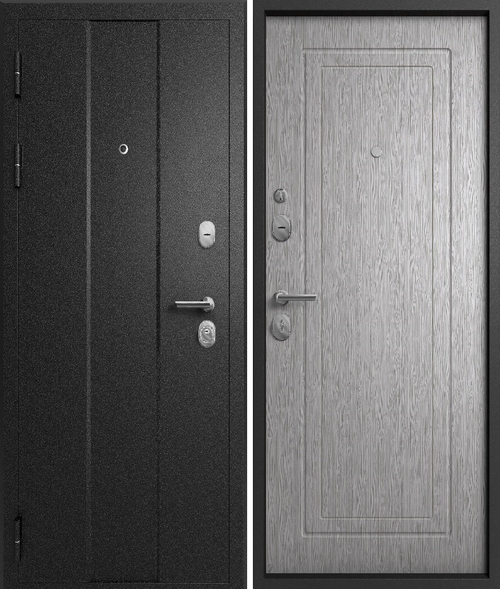 Входная дверь Мегатрон MEGA-7 Чёрный муар - Ривьера милк