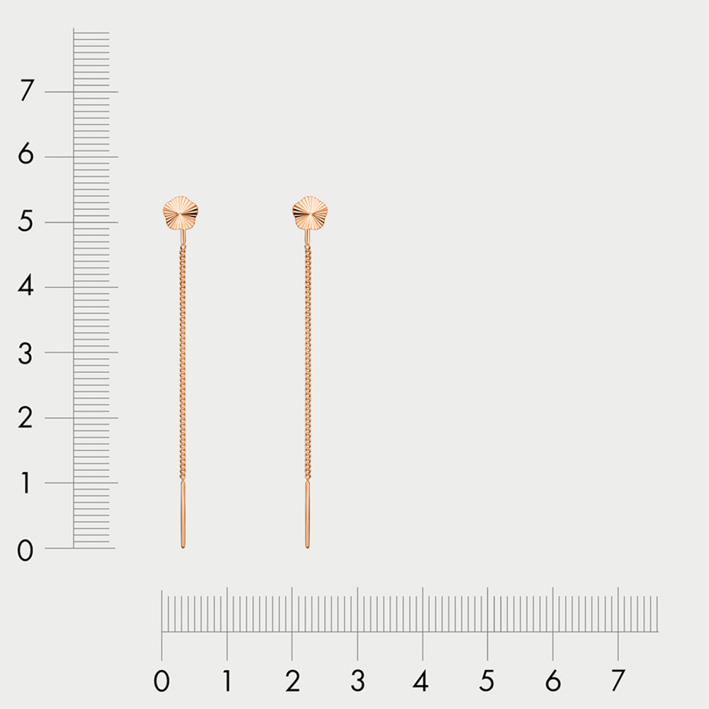 Серьги-продевки женские из розового золота 585 пробы без вставок (арт. 015532-1010)