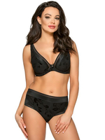 Бюстгальтер из эластичной ткани с рисунком в виде листьев (Размер: 90C) (Цвет: черный)