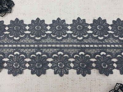 Кружево плетёное, ш. 10,5 см, тёмно-серый