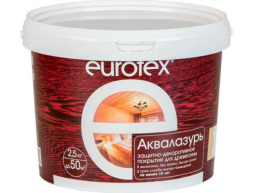 Покрытие для древесины Eurotex Аквалазурь защитно-декоративное, 2.5кг, полуглянцевый калужница