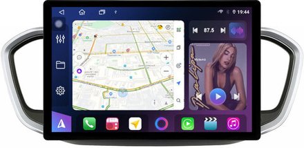 Магнитола для Lada Vesta NG 2023+ (ШГУ, рамка серебристо-черная 9) - FarCar BX877 монитор 13" 2K QLED на Android 13, TS10, 6+128, CarPlay, 4G SIM-слот