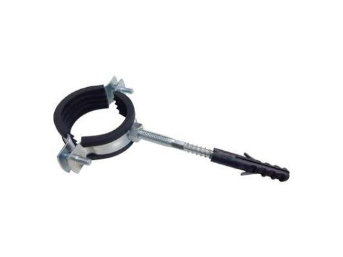 Хомут оцинкованный с резиновым уплотнением 2 1/2" 75-80 (шпилька М8*80 и дюбель)