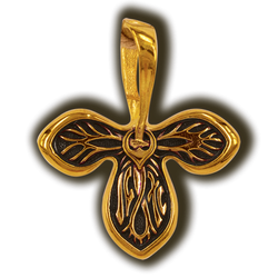 Трилистник. Нательная икона серебряная с позолотой.