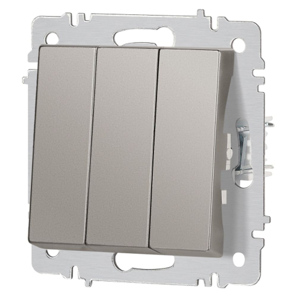 Выключатель Intro Accent 6-106-09 тройной, 10А-250В, IP20, СУ, AL/CU, титан | Intro