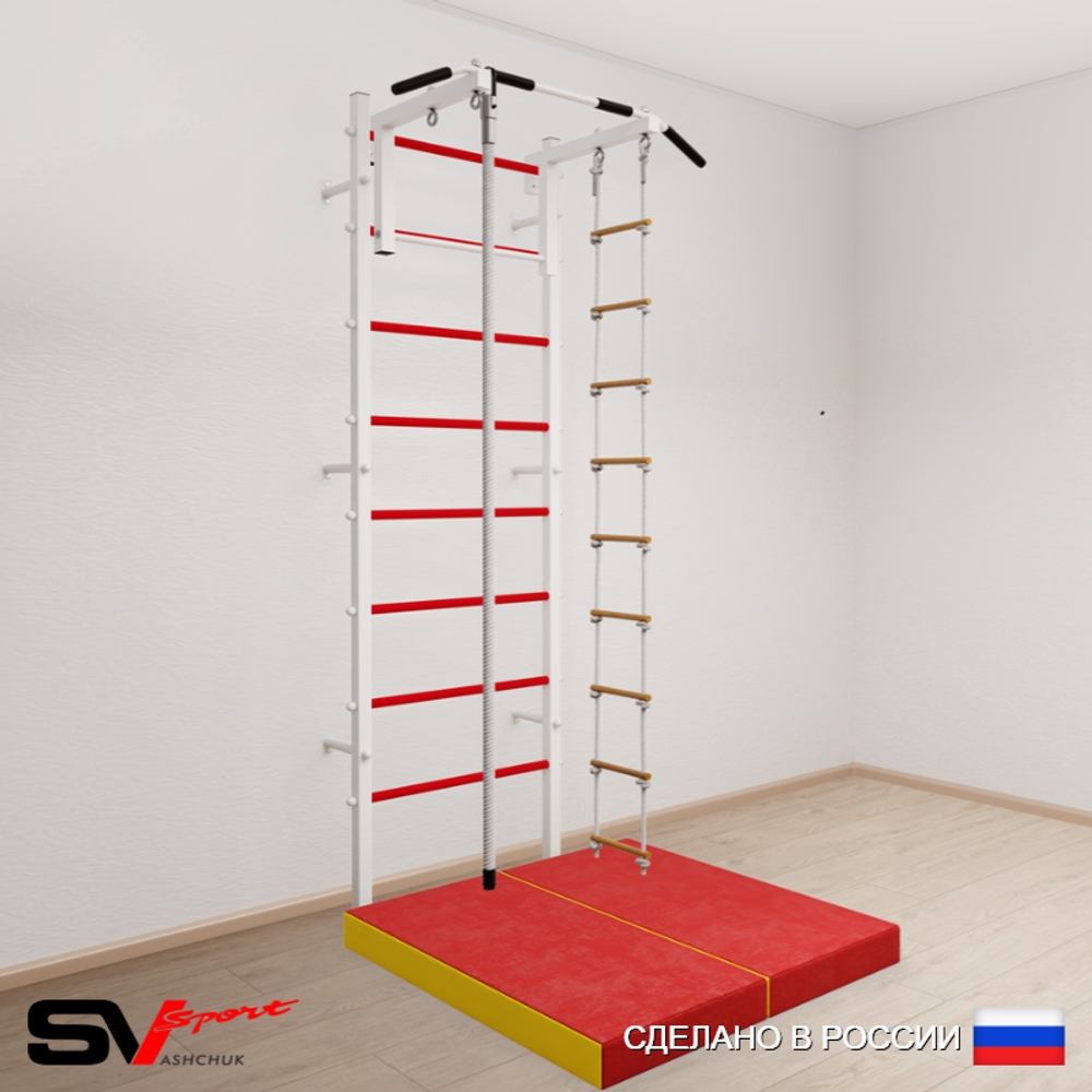 Шведская стенка Sv Sport усиленная 6144 (Турник стандарт/Канат/Лестница/Мат 1м)