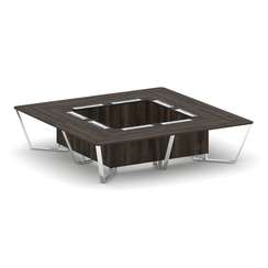 Steel Meet Стол переговорный квадратный MM-PR.B.SP-16K Дуб Мали/Графит Глянец/Нержавеющая Сталь/Хром