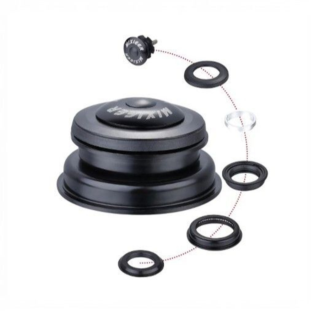 Рулевая колонка MIXIEER, 1-1/8"-1.5", безрезьбовая, ZS 44/28.6  ZS 44/30, подшипники полукартриджная чашка, с якорем, высота 13мм, черная (100)