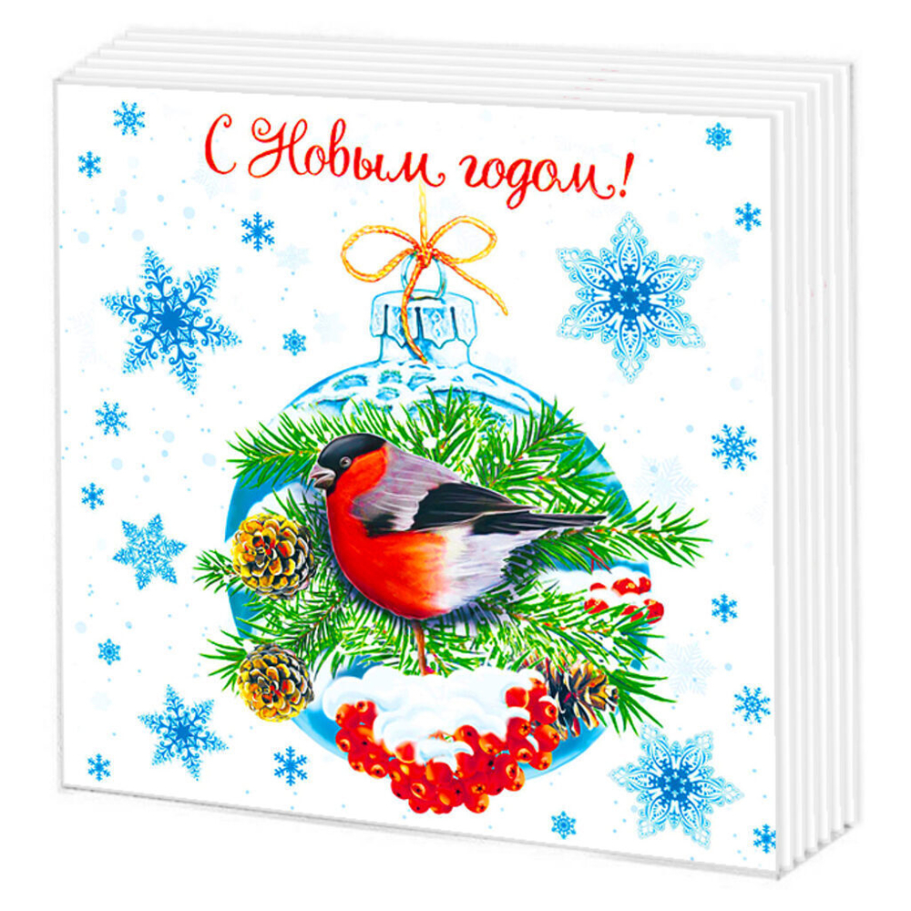Салфетка "НГ Зимние птички" 33*33см, 20 шт., 2-х слойная