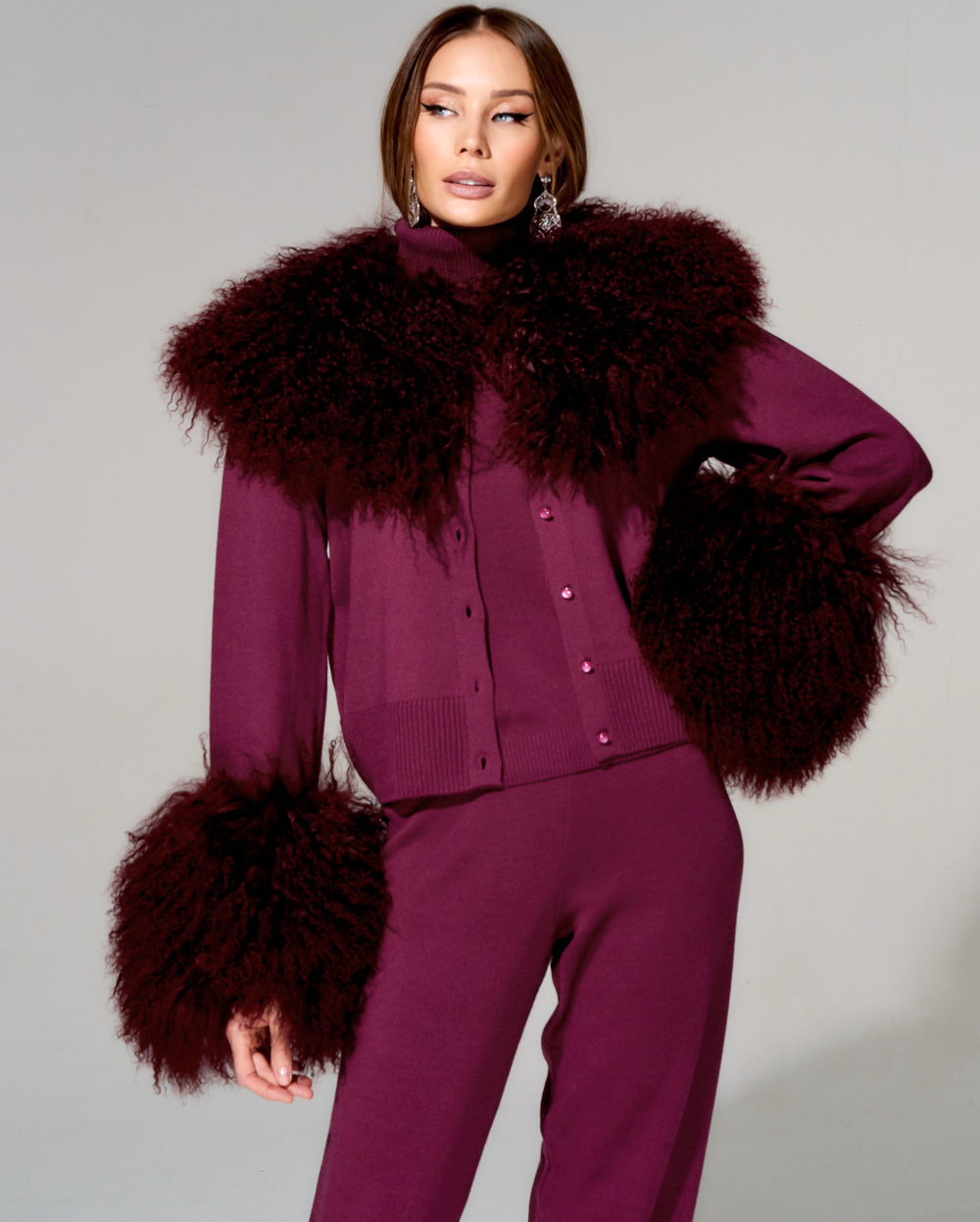 Кардиган Isabella с отделкой мехом ламы
